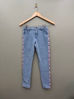 Matilda Jane Blue Knit Jeggings Rainbow Side Stripe Girls 10